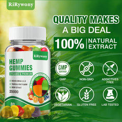 RiRywony Health Hemp Gummies vegan bear shape highlights gelatin-free formulation.