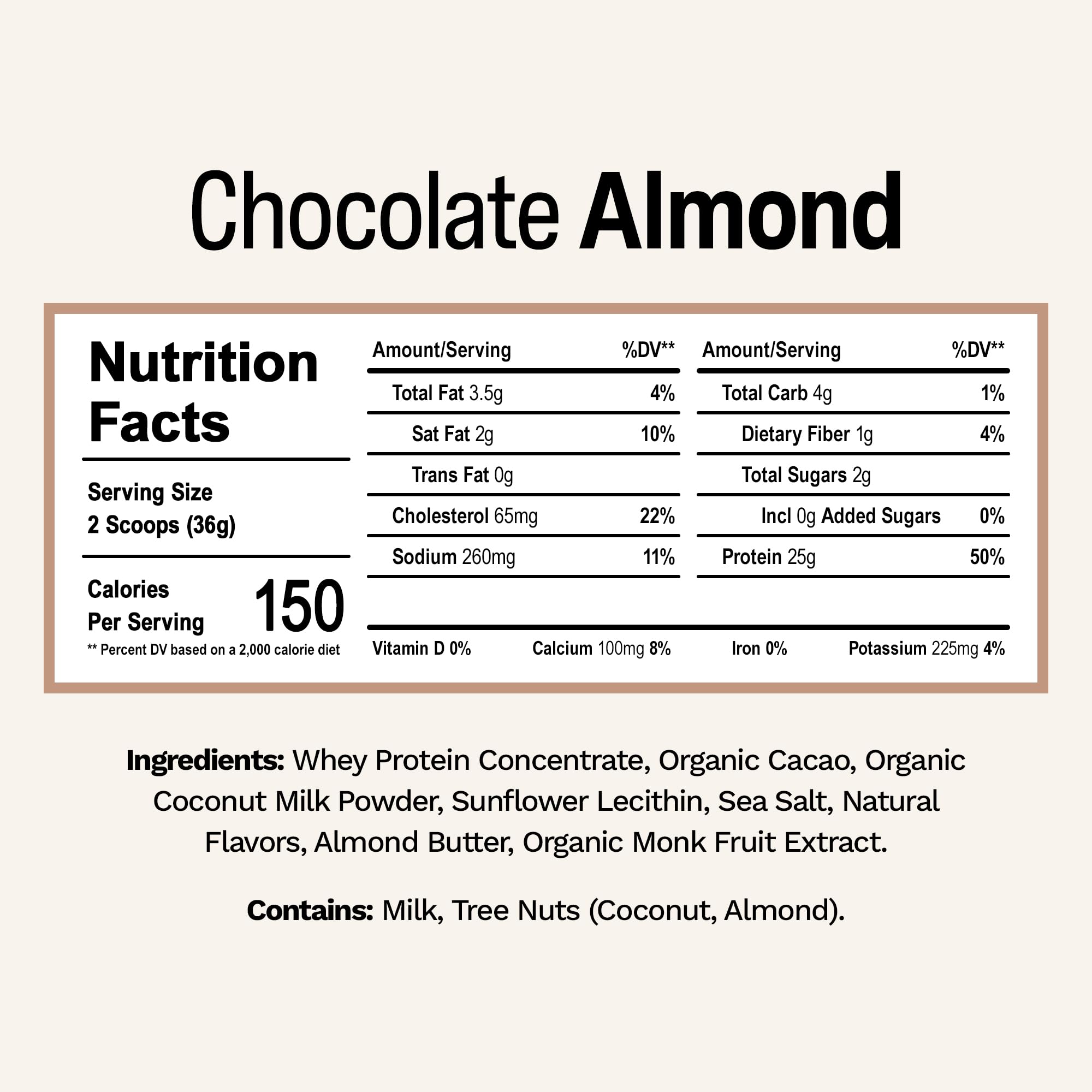 Rise Grass-Fed Whey Protein Chocolate Almond pour reveals smooth, creamy shake.