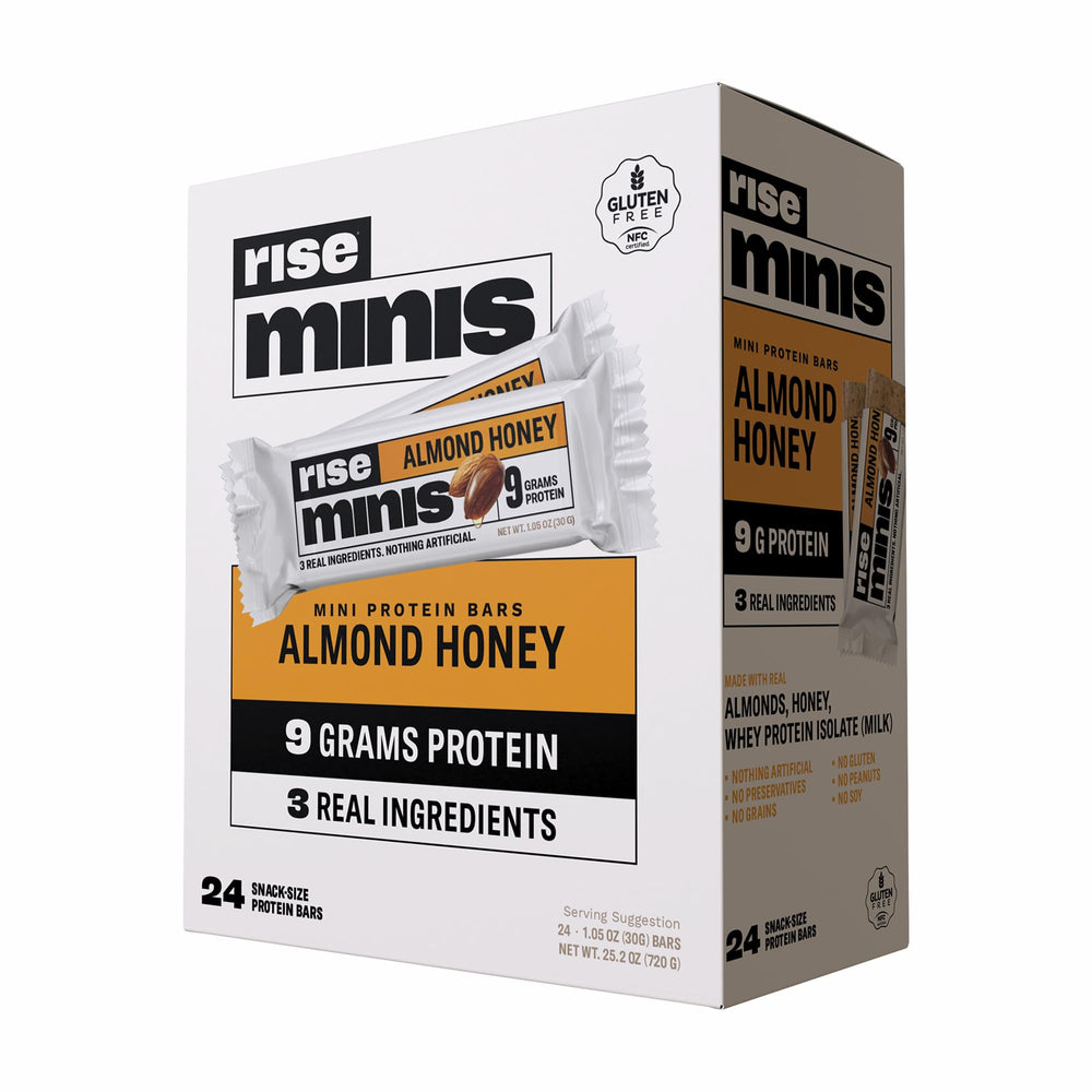 Rise Minis Almond Honey bar pack ready for on-the-go snacking.