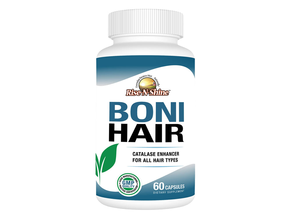 Rise-N-Shine BoniHair catalase bottle for daily hair vitality