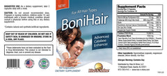 Rise-N-Shine BoniHair label detail with Saw Palmetto and Biotin for hair support.