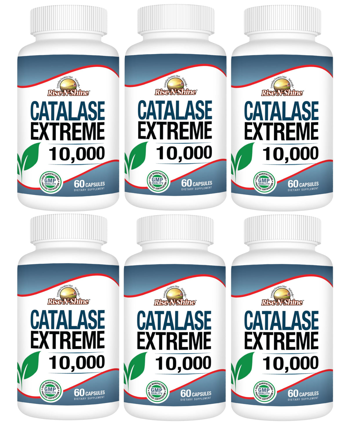Rise-N-Shine Catalase Extreme 10,000 bottle front supports hair vitality