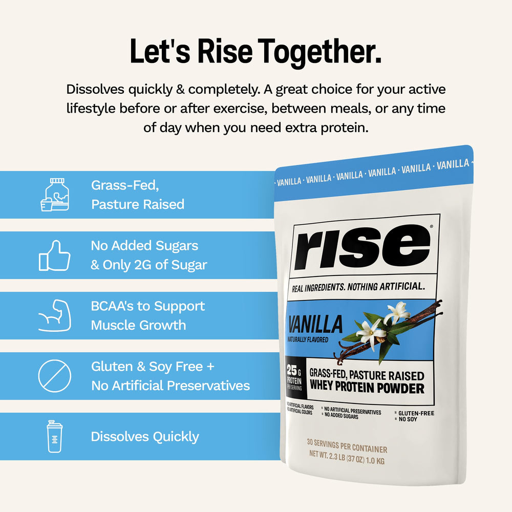 Rise powder dissolves easily in water for a seamless vanilla shake.