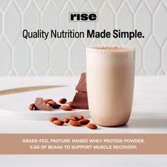 Rise Whey powder mix creates a creamy shake in seconds.