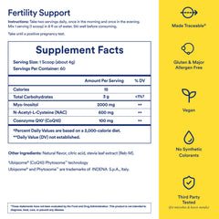Ritual Fertility Support lemon-taste powder blends with water for a twice-daily routine.