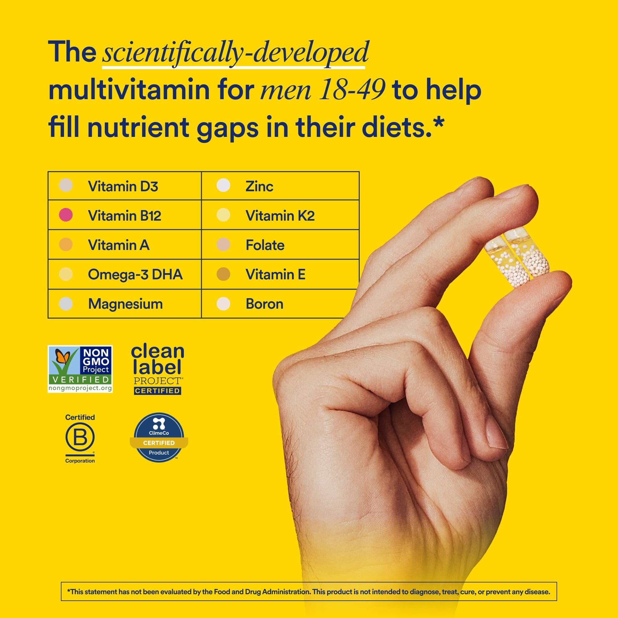 Ritual Multivitamin delayed-release capsule designed for efficient intestinal absorption.