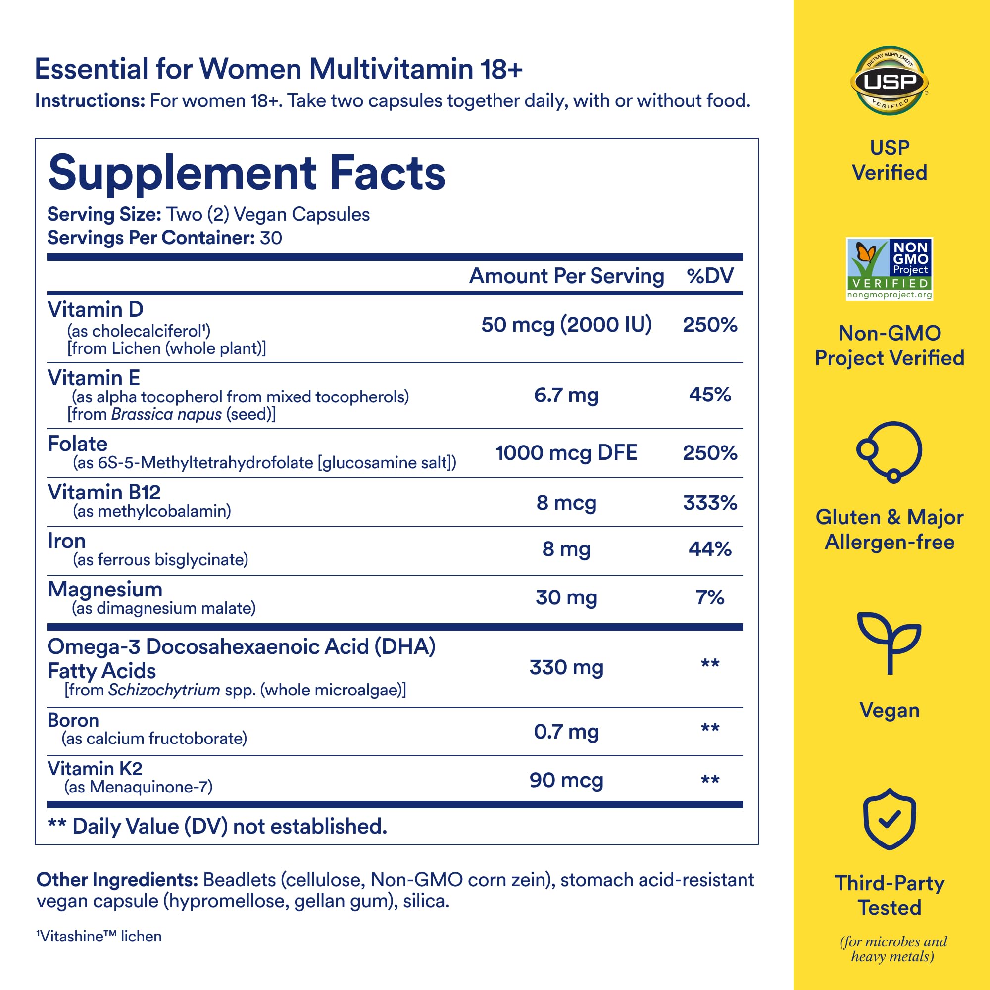 Ritual bottle label detail — emphasizes vegan, gluten-free, non-GMO features.