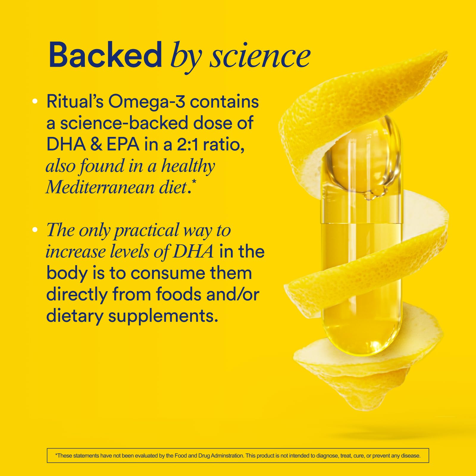 Ritual Omega-3 label detail showing sustainability and testing emphasis