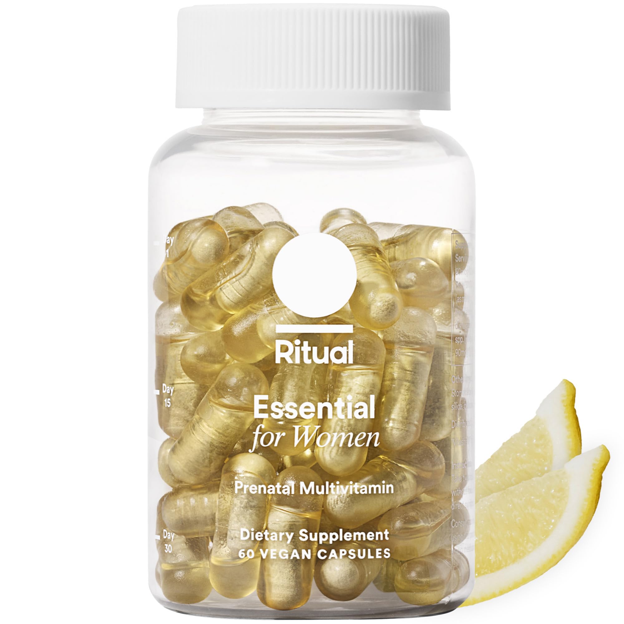 Ritual Prenatal bottle front with citrus flavor for daily prenatal support.
