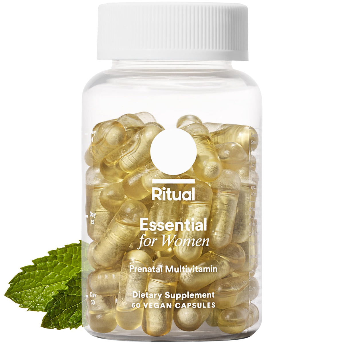 Ritual Prenatal bottle in mint color for easy daily use.