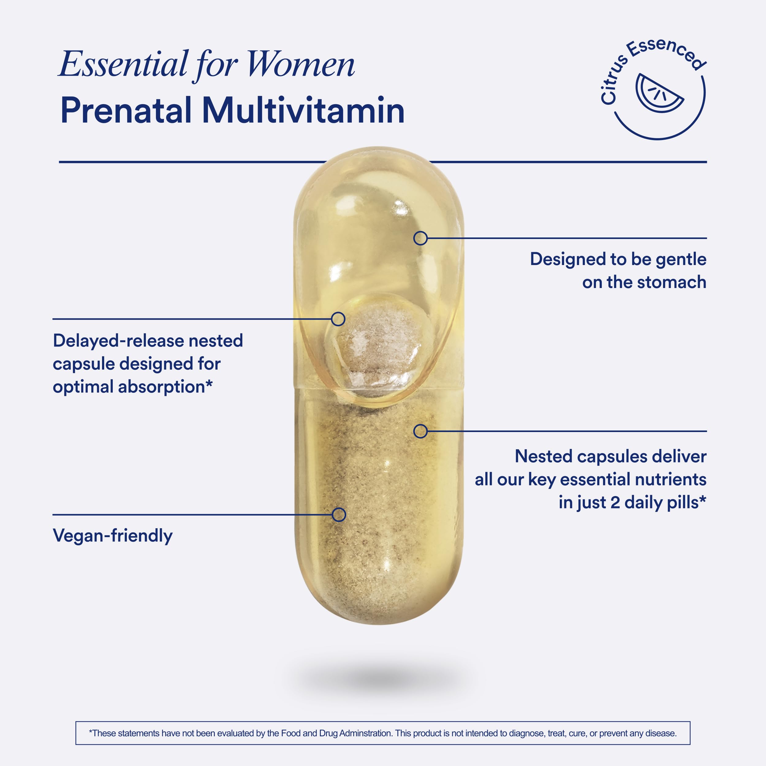 Ritual Prenatal vegan and gluten-free label indicating allergen-friendly nutrition.