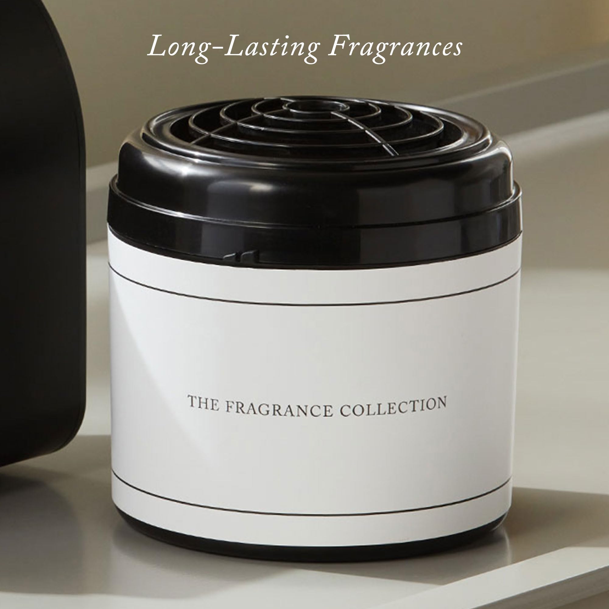 Dry air diffusion technology shown in a sleek Ritz-Carlton diffuser setup.