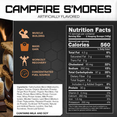 Rival Nutrition Clean Gainer Campfire S'Mores ingredients panel highlights amino acids