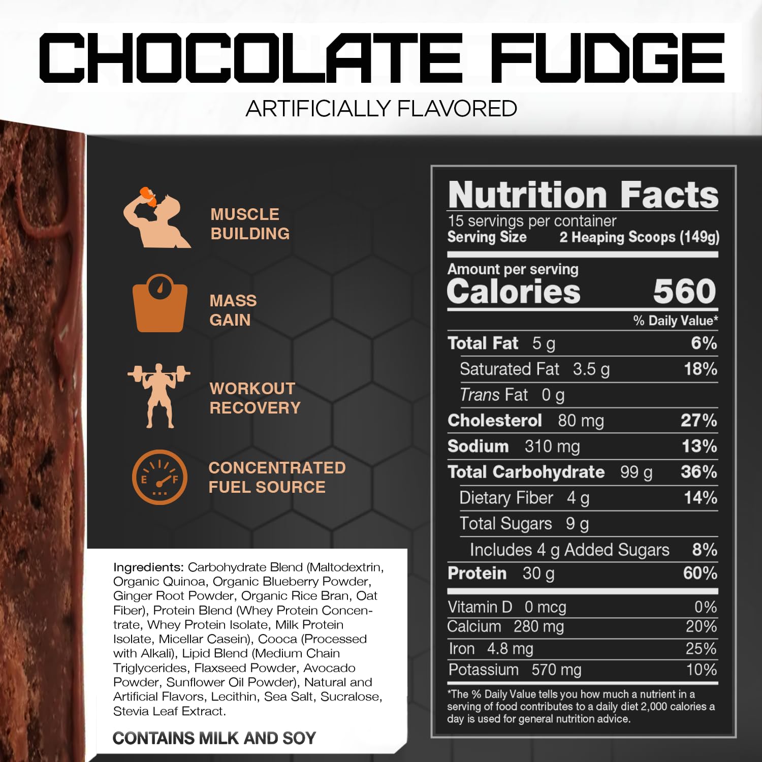 RIVAL NUTRITION Clean Gainer label with LGC testing badge