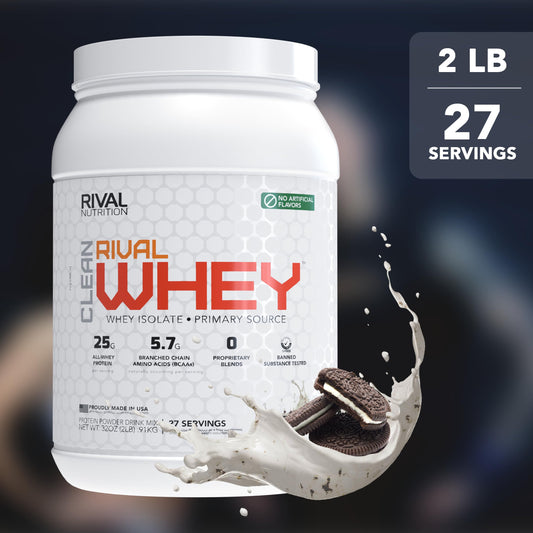 RIVAL NUTRITION Clean Rival Whey shaker shows easy mix after training with 25g protein