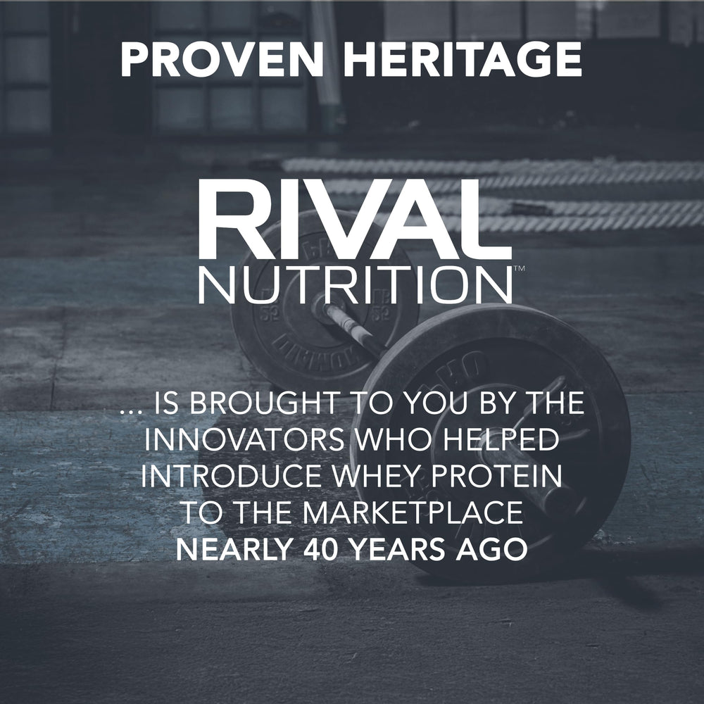 RIVAL NUTRITION Label and scoop beside container for convenience