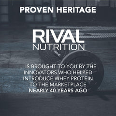 RIVAL NUTRITION Label and scoop beside container for convenience