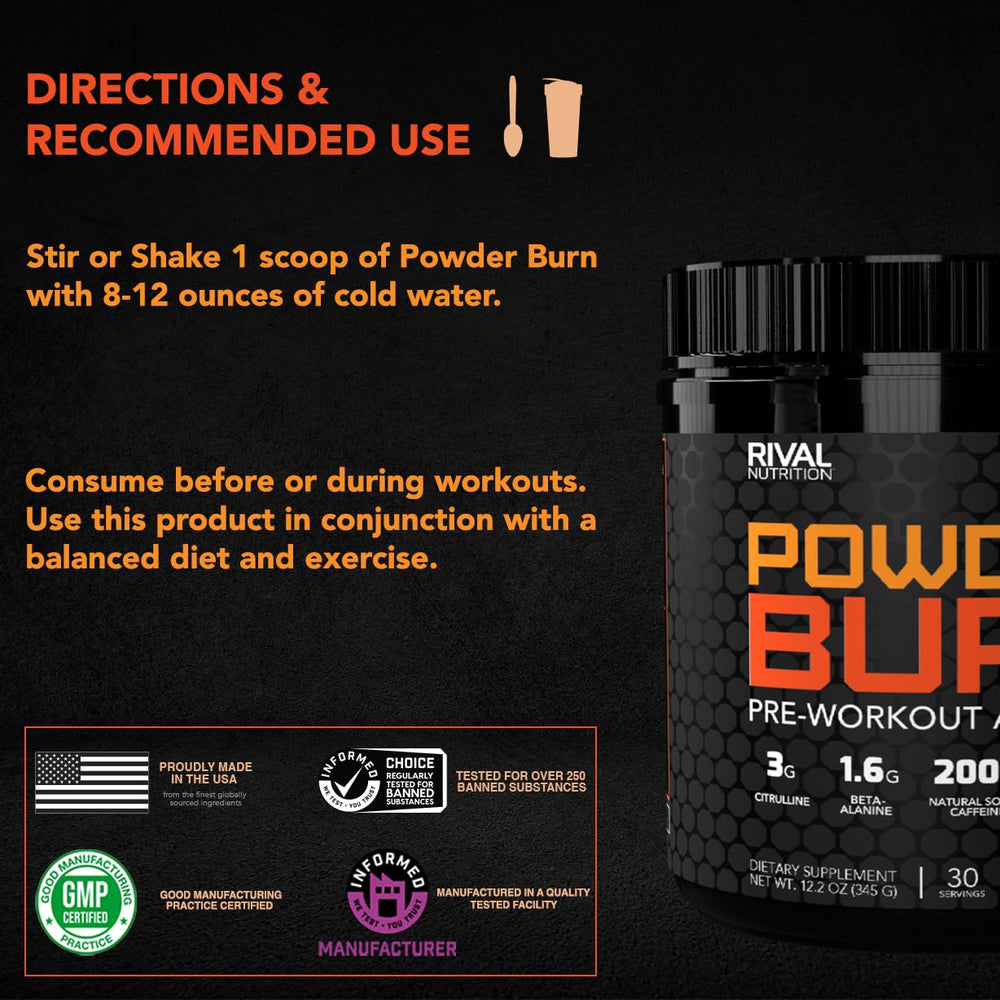 Powder Burn Knockout Punch label info presents caffeine content and ingredients