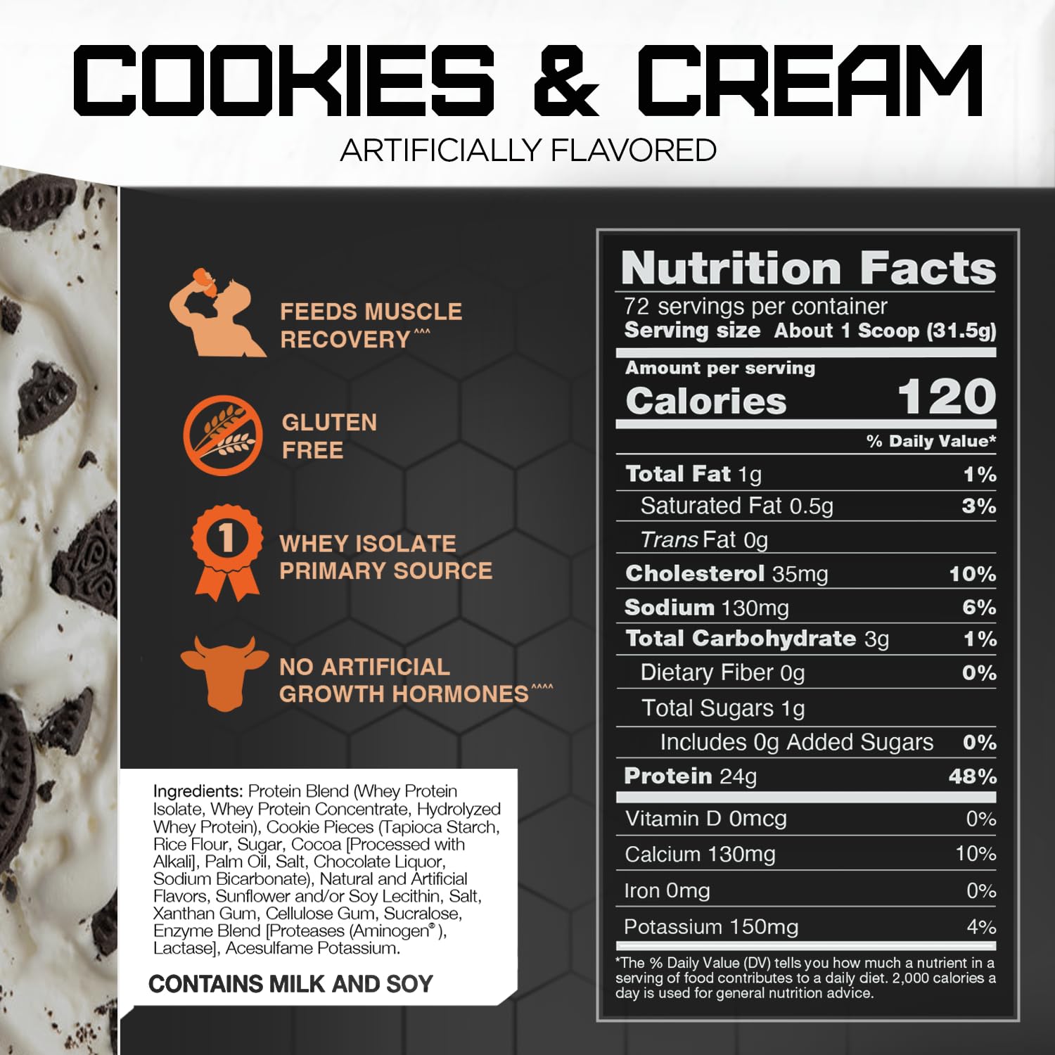 Rival Whey Cookies Cream shake in glass demonstrates delicious taste and protein blend