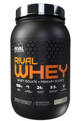 Rival Whey Cookies and Cream container showing 24g protein per serving for recovery