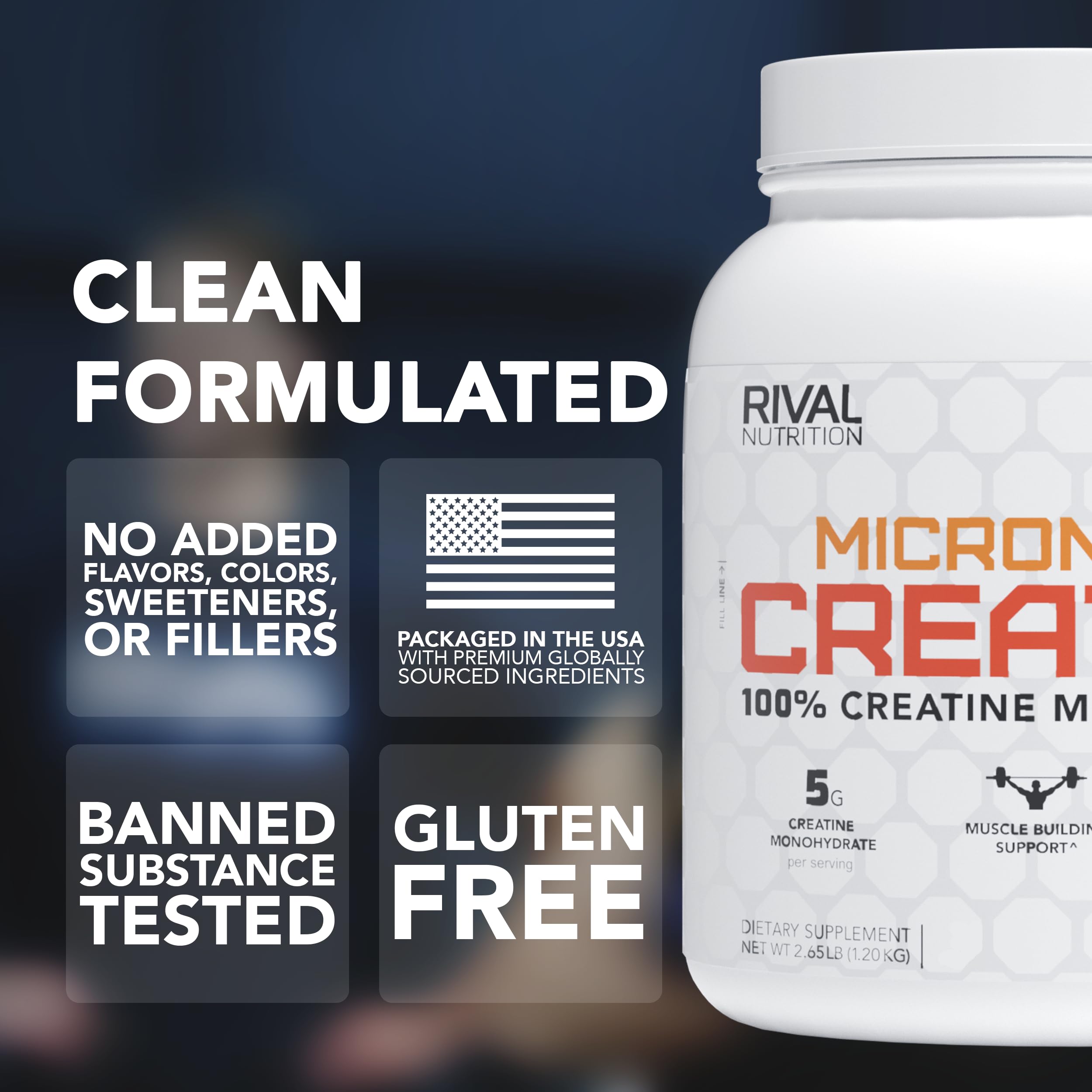 RIVAL NUTRITION Unflavored creatine powder blends without altering taste