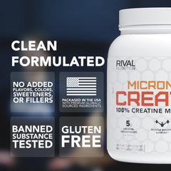 RIVAL NUTRITION Unflavored creatine powder blends without altering taste