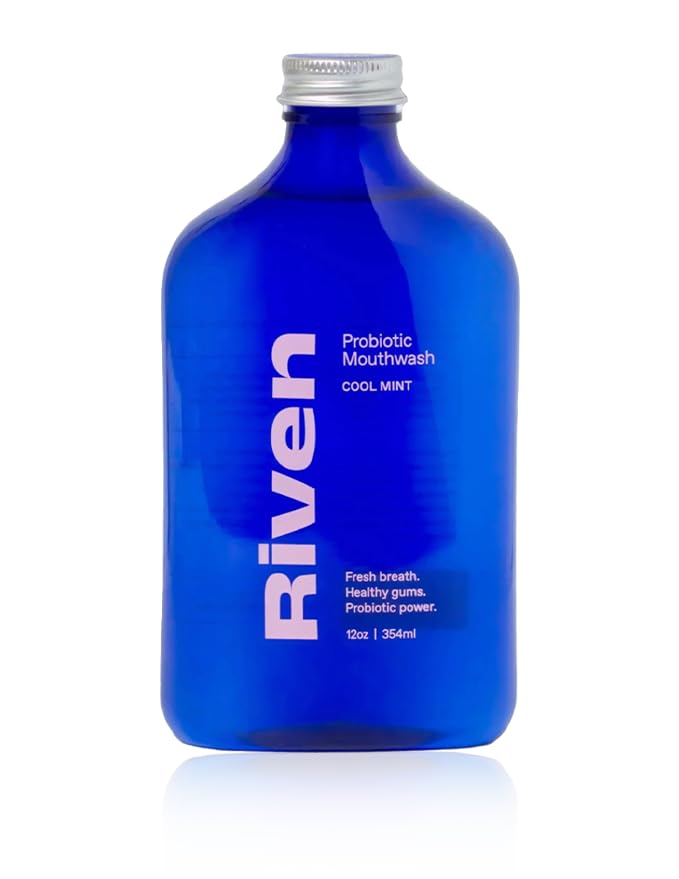 Riven Probiotic Mouthwash bottle front view for daily minty freshness