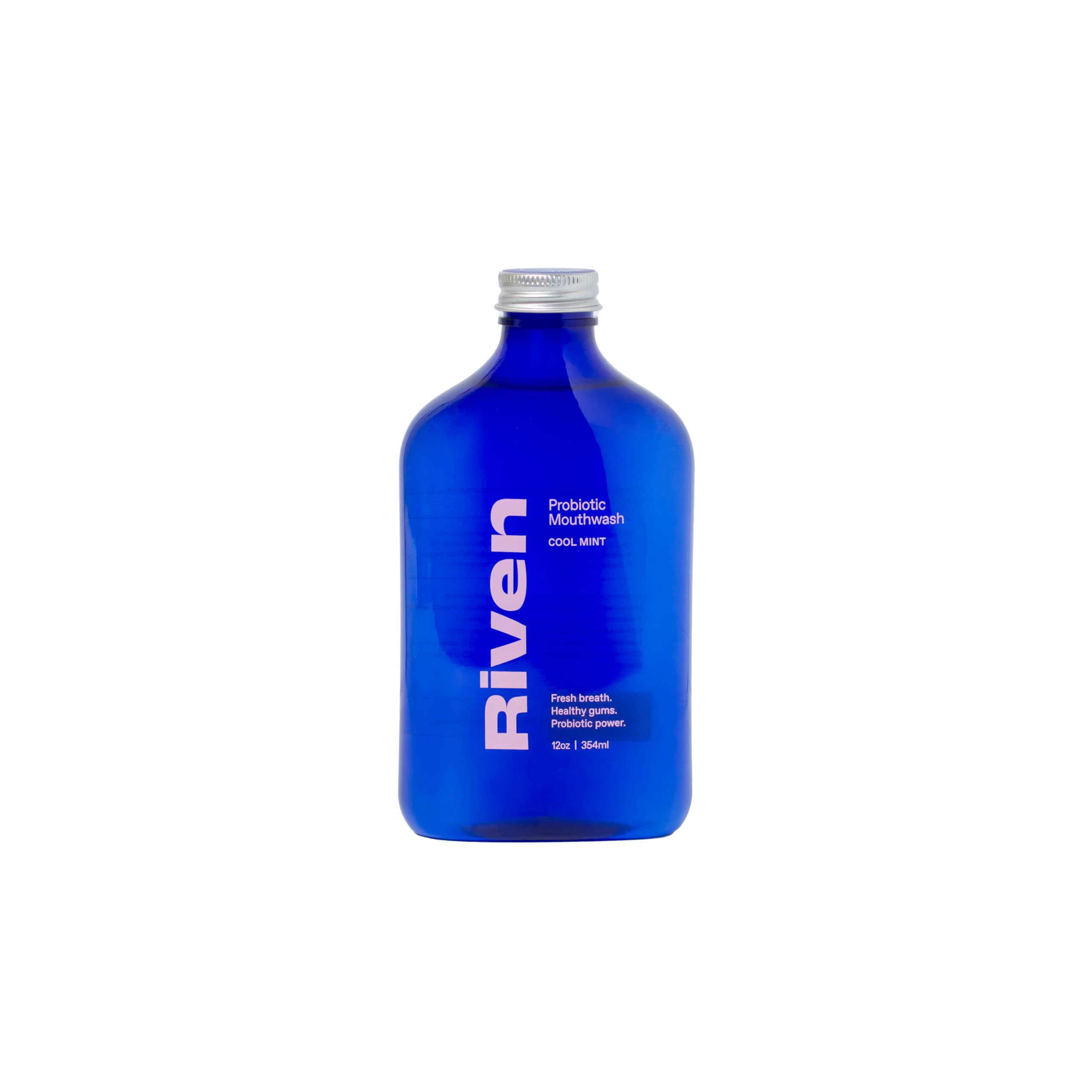 Riven Probiotic Mouthwash bottle on shelf highlighting probiotic formula for daily freshness