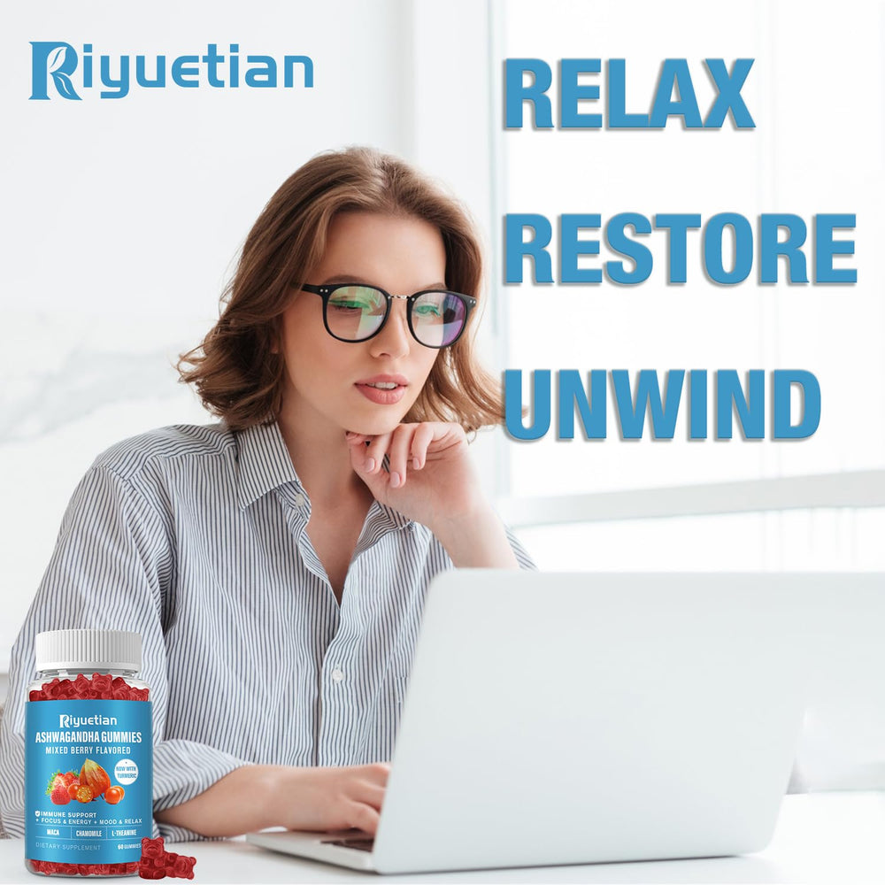 Riyuetian Ashwagandha Gummies vegan-friendly seal on bottle