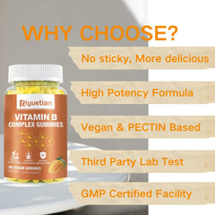 Riyuetian B Complex gummies serving teens and adults as a daily bite.