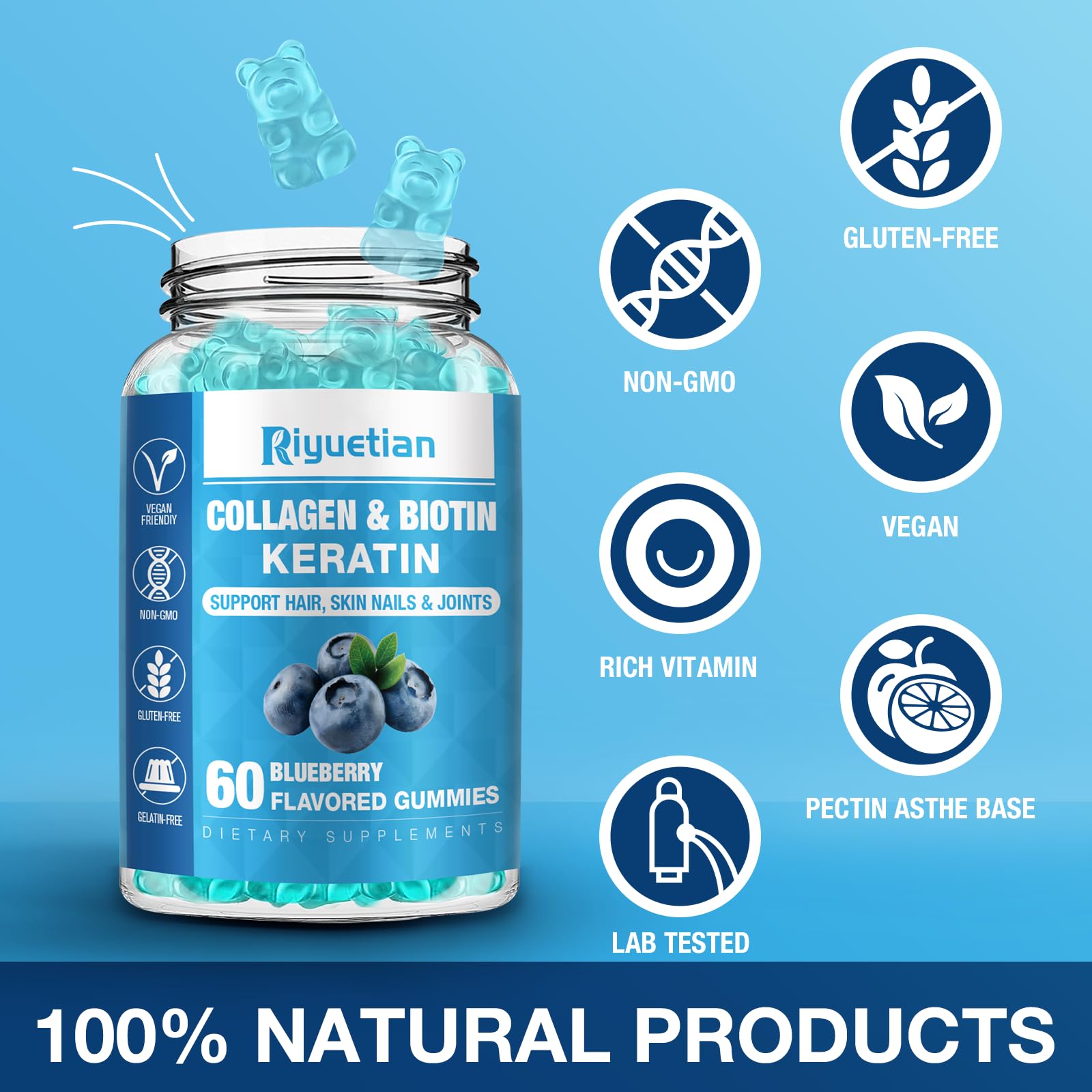 Riyuetian gummies with nails focus, strength support