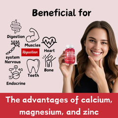 Riyuetian calcium gummies being poured for easy daily mineral intake.