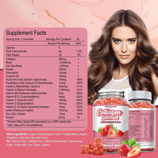 Riyuetian collagen gummies closeup reveals strawberry flavor and soft texture