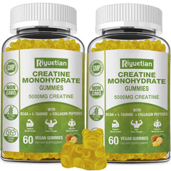 Riyuetian Creatine Monohydrate Gummies jar front showing packaging and 5 g serving