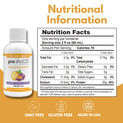 R-Kane Pro-Shot20 packaging highlights clean nutrition and no added sugar.