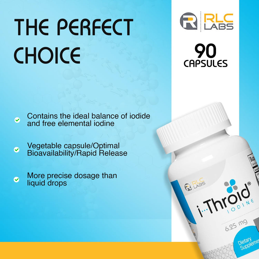 RLC Labs i-Throid capsules closeup emphasizing easy daily intake.