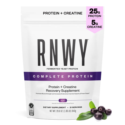 RNWY acai protein creatine bottle ready for post-workout recovery