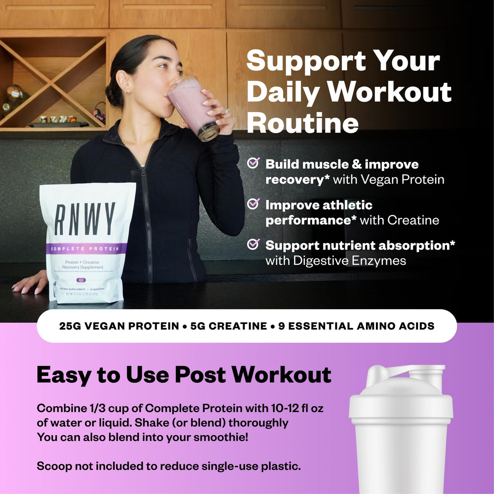 Eco friendly packaging cue for RNWY acai protein