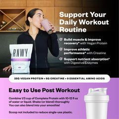 Eco friendly packaging cue for RNWY acai protein