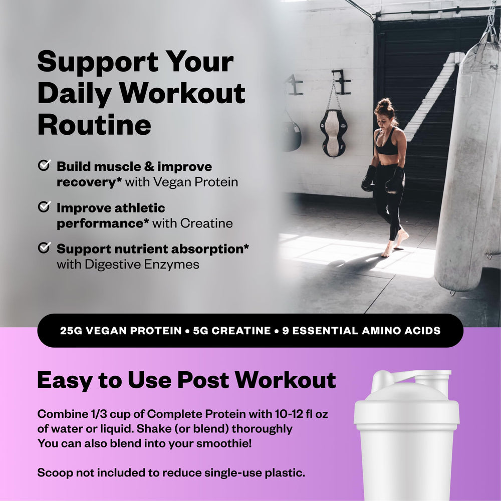 RNWY acai protein scoop showing easy to mix vegan protein