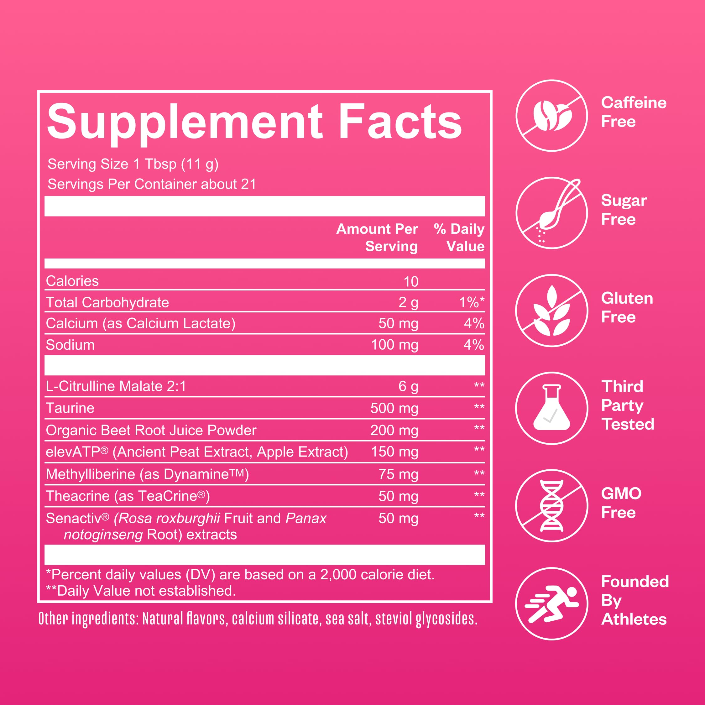 RNWY Extra Mile open tub close-up emphasizing sugar-free formula and pink lemonade flavor