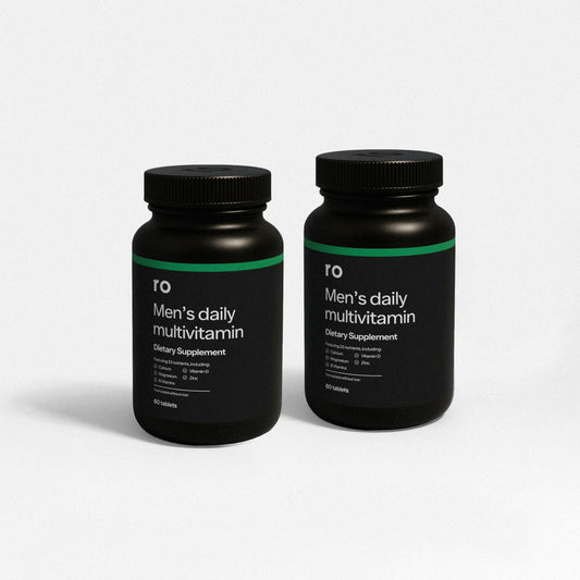 Ro Daily Multivitamin for Men bottle shown for daily energy and wellness