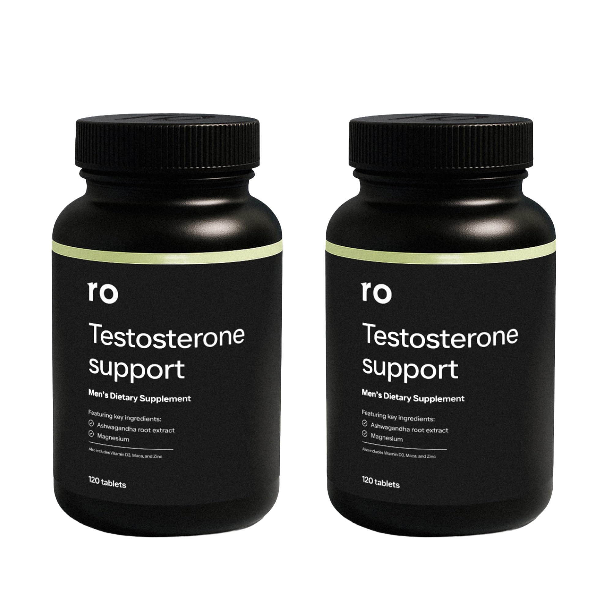 Ro Testosterone Support bottle front view for daily wellness routine.