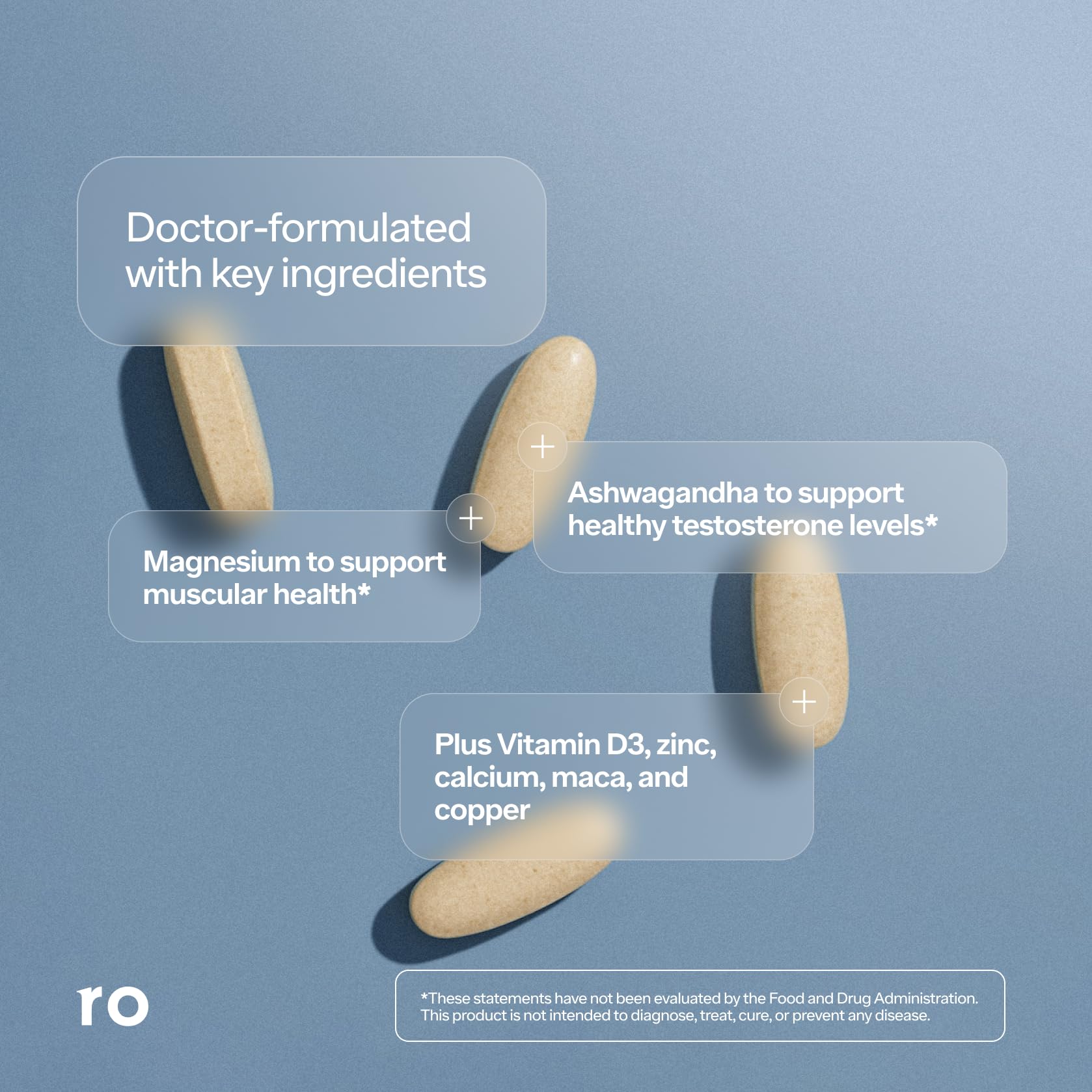 Ro Testosterone Support two-pack in daily-use scene on a clean countertop.
