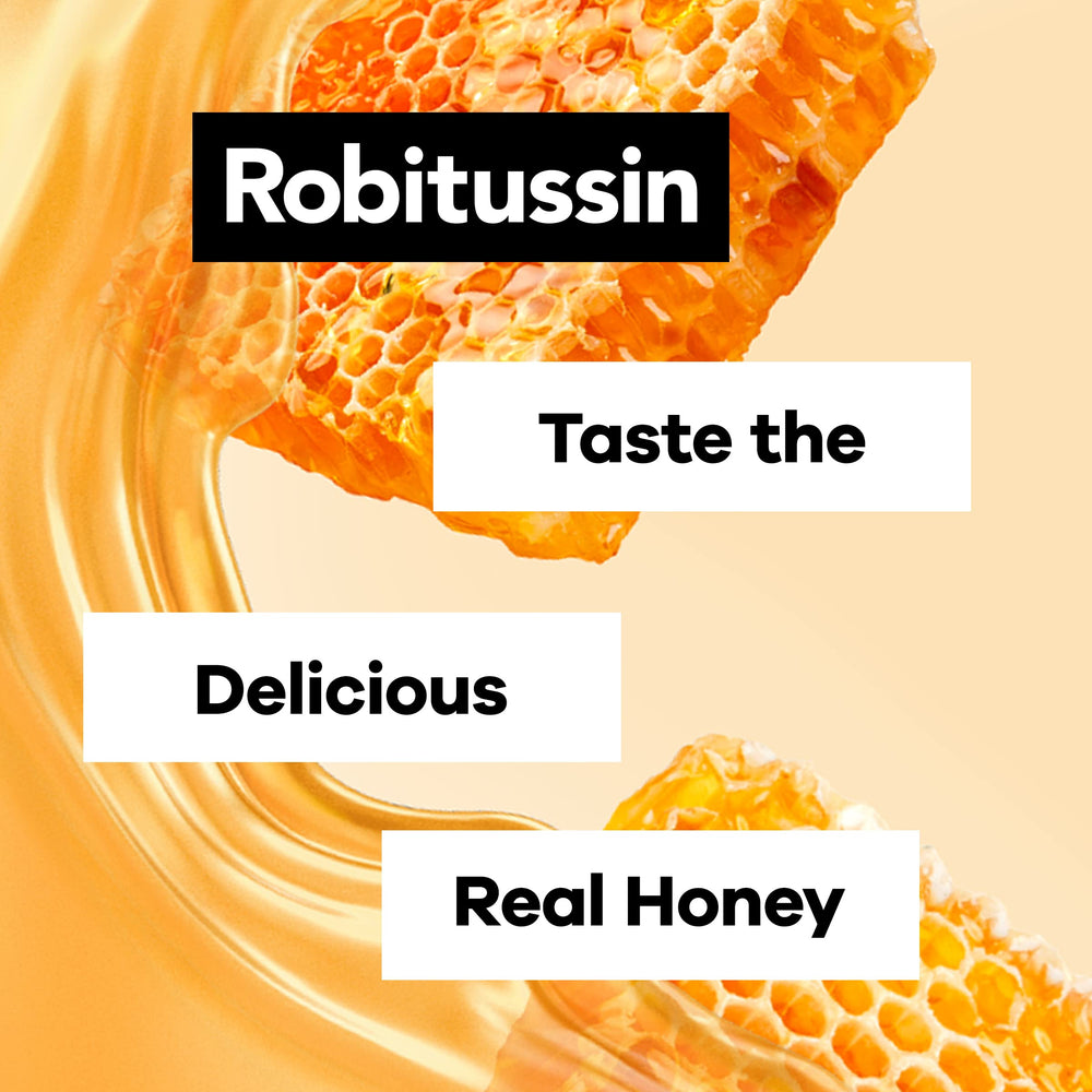 Robitussin Honey DM Max packaging back notes gluten-free and no artificial colors