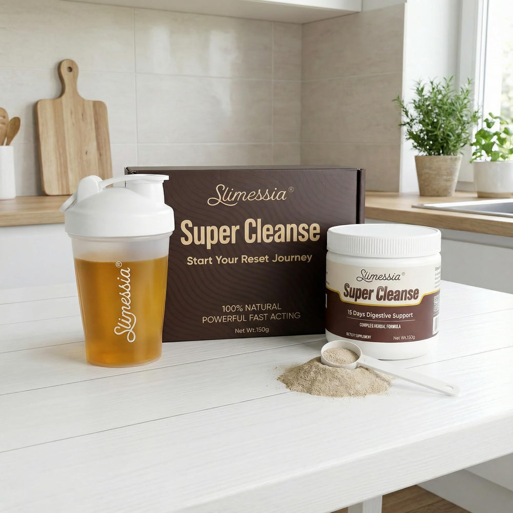 Robutop Slimessia powder scoop demonstrates precise daily dosing.