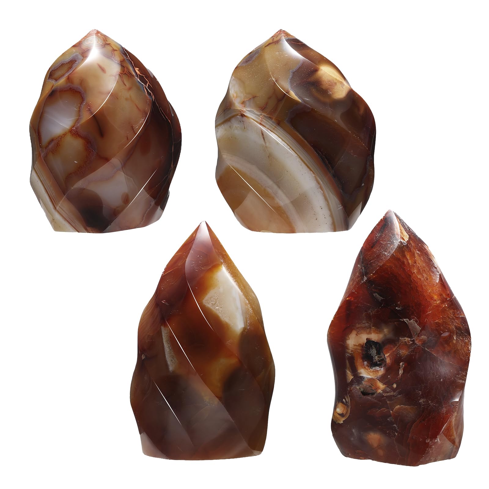 Rockcloud Carnelian Flame Tower side view elegant shelf accent.