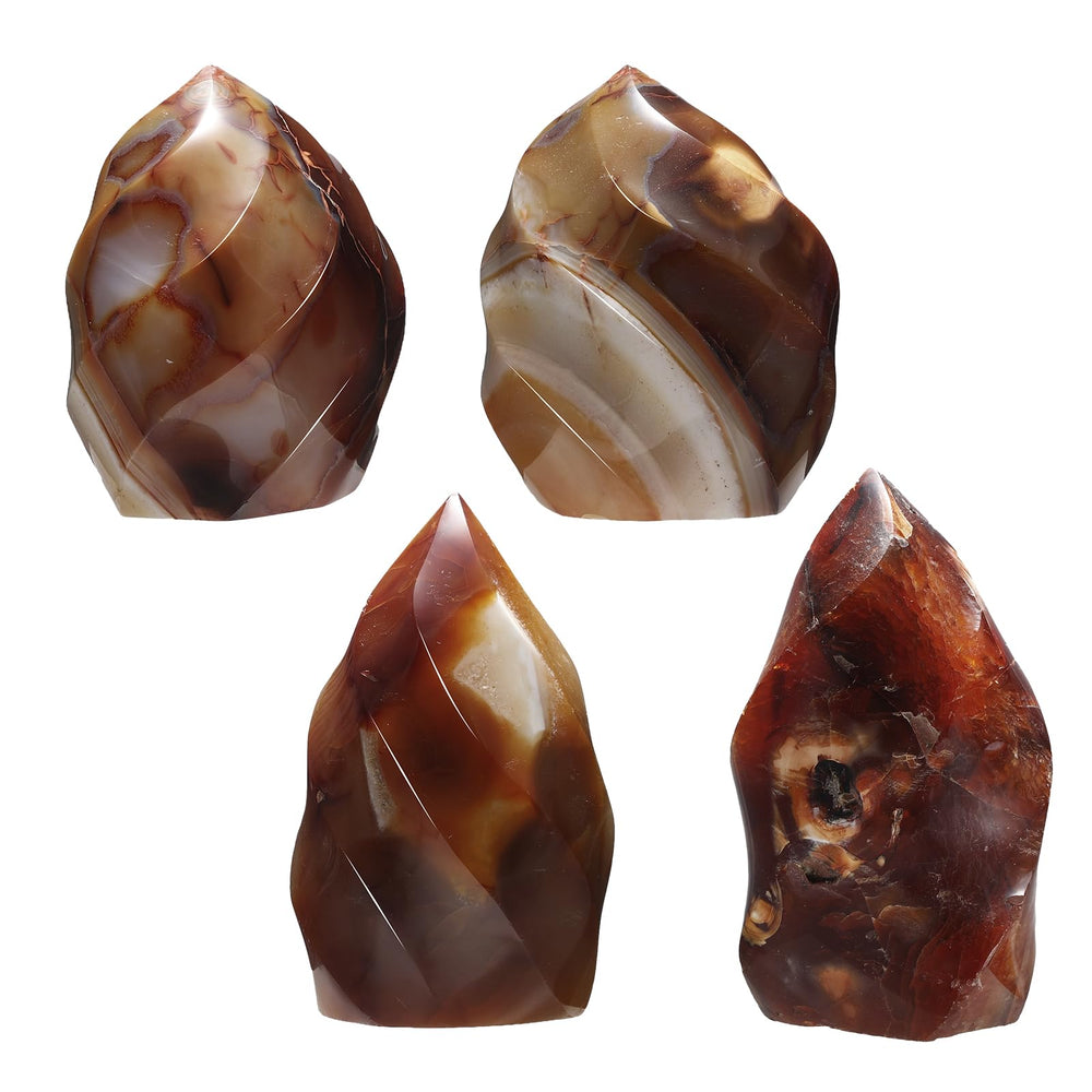 Rockcloud Carnelian Flame Tower side view elegant shelf accent.