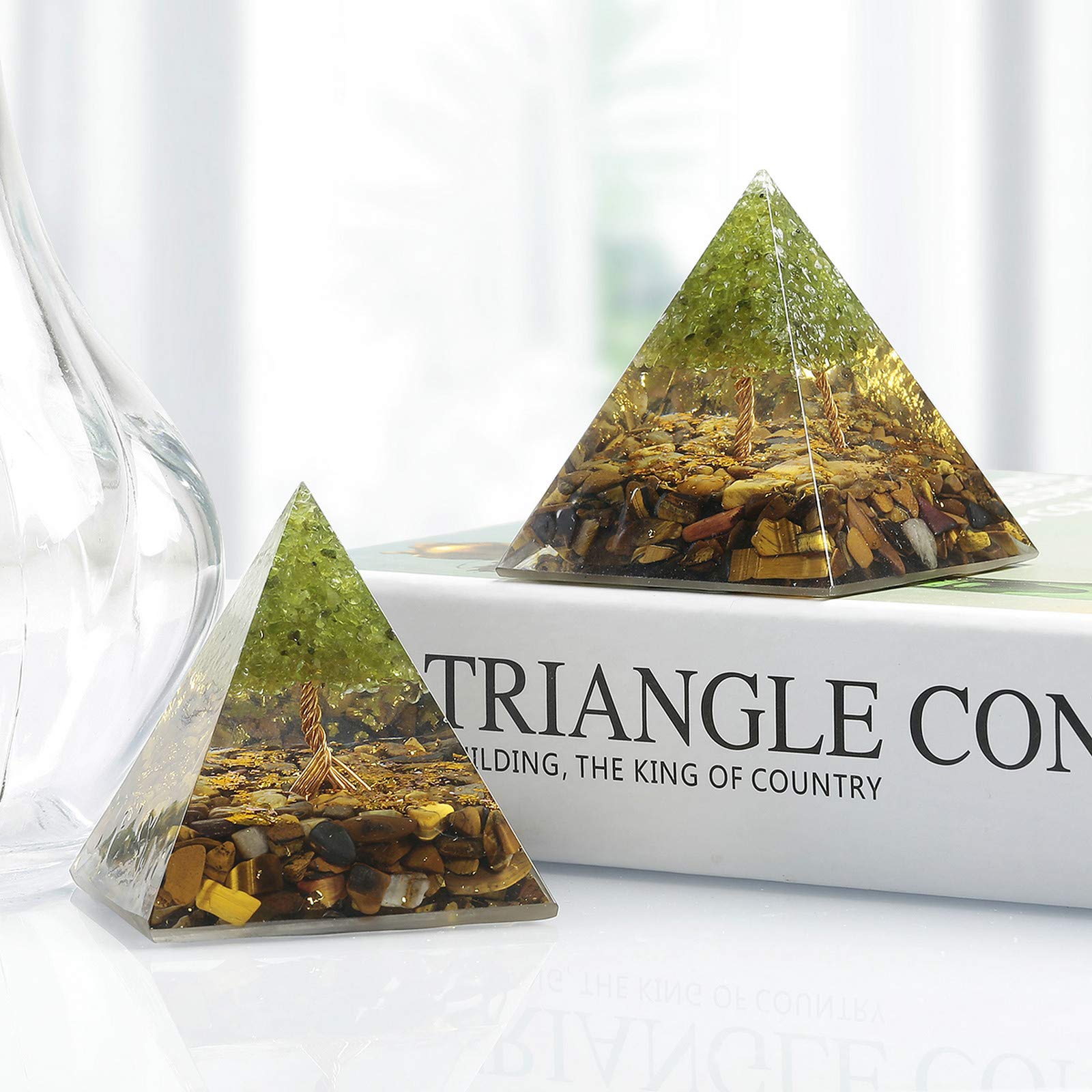 Rockcloud Tiger's Eye close-up on pyramid highlighting warmth and glow for grounding