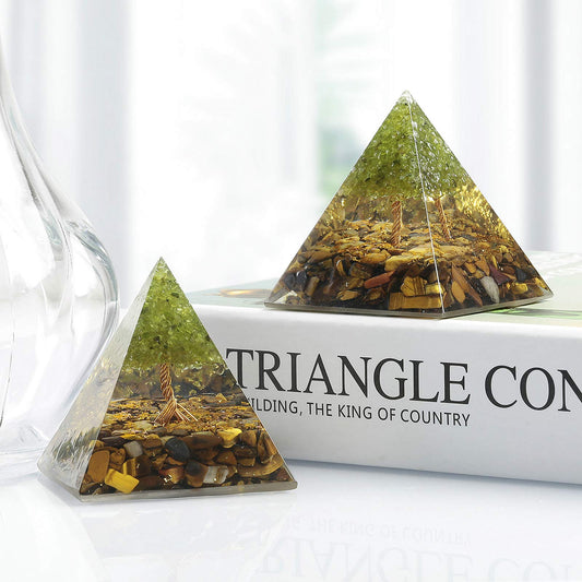 Rockcloud Tiger's Eye close-up on pyramid highlighting warmth and glow for grounding